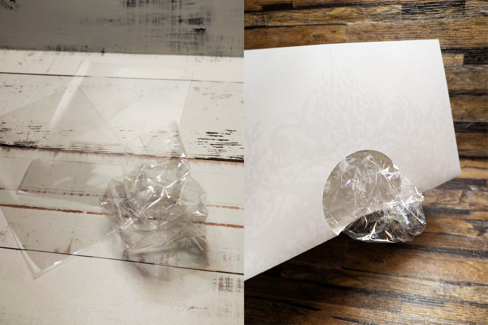 透明袋を丸める